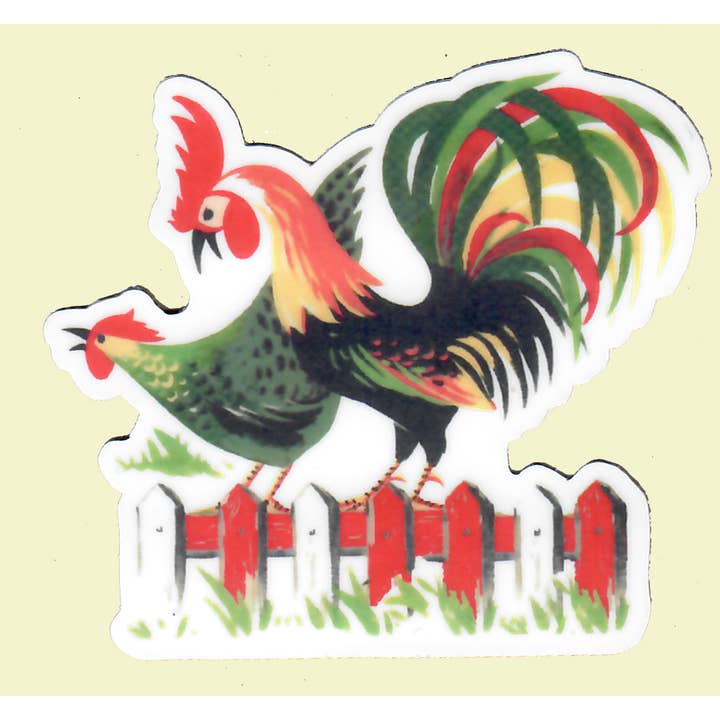 Red and White Kitchen Company - Vente Autocollant - Autocollant rétro coq Henpecked