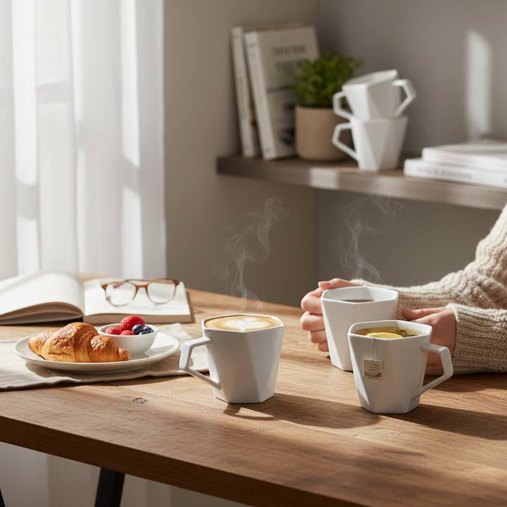 Kadra Kitchenware - Venta al por mayor Taza - Juego de tazas de cerámica MITBAK de 14 oz, 6 piezas, multiusos, aptas para lavavajillas1