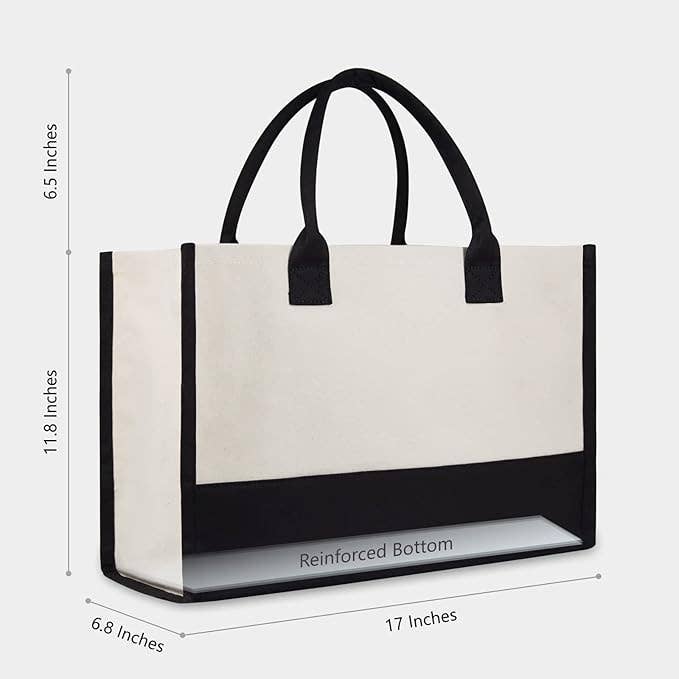 Alo Organic International - Venta al por mayor Bolsa de playa - Bolso Tote de Lona Bordado MyOrganicBag para Mujer (Canvas-J)