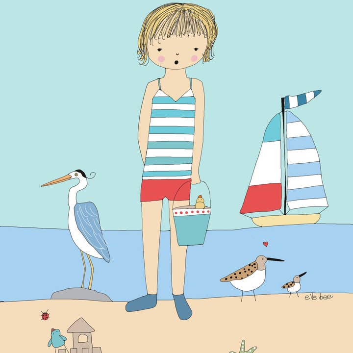 Greeting card "Beach baby" for wholesale by Elle Bee Art Studio