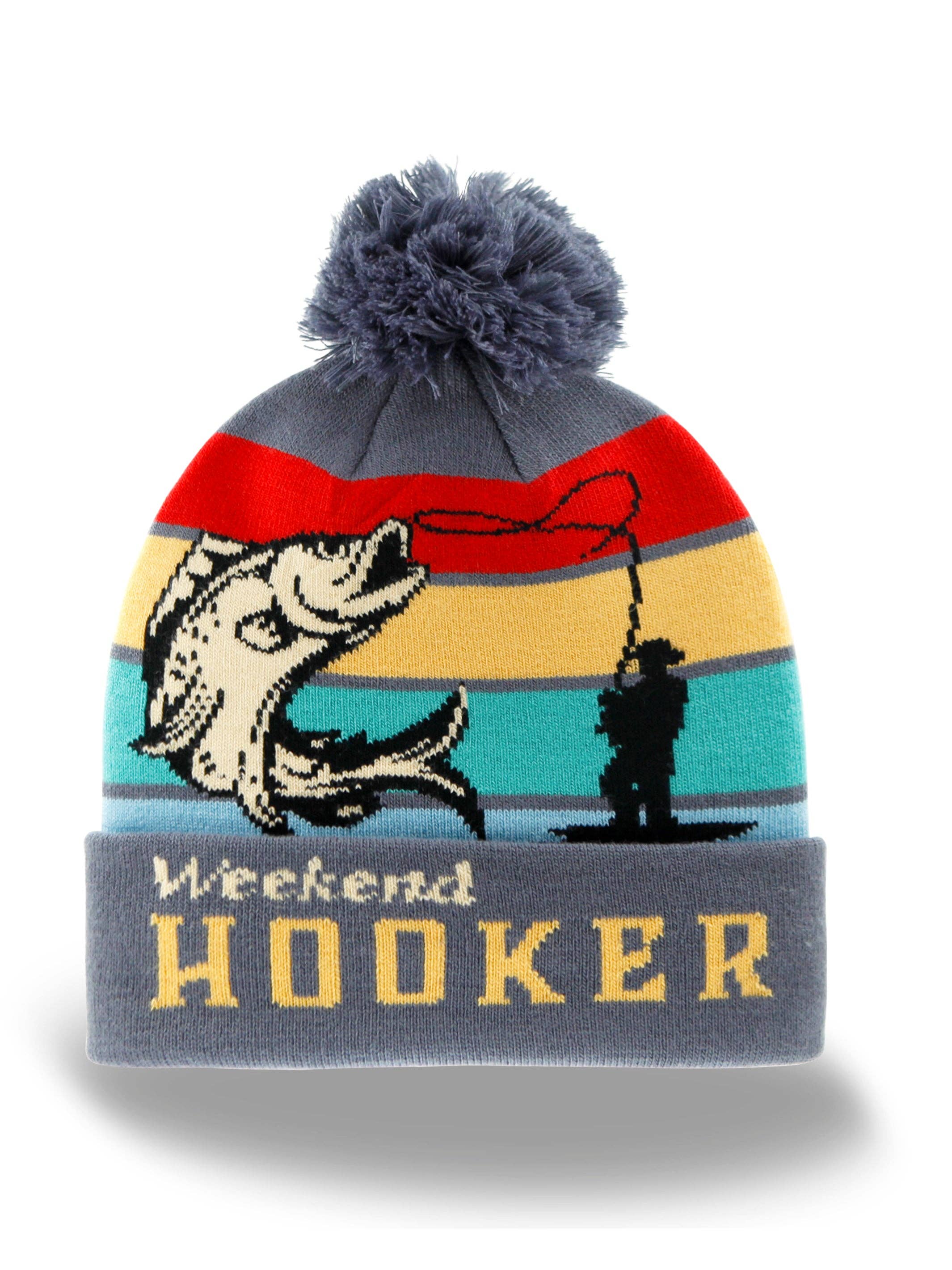 Northern Icons Creations INC - Wholesale Beanie - Unisex - Weekend Fishing Hook Beanie Knit Winter Hat with Pom Pom for Outdoor Anglers1