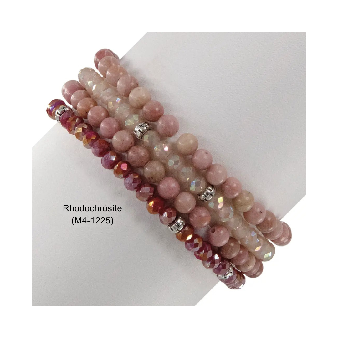 My Fun Colors - Wholesale Beaded Bracelet - Gemstone + Crystal Bead Stretch Bracelets, Set45