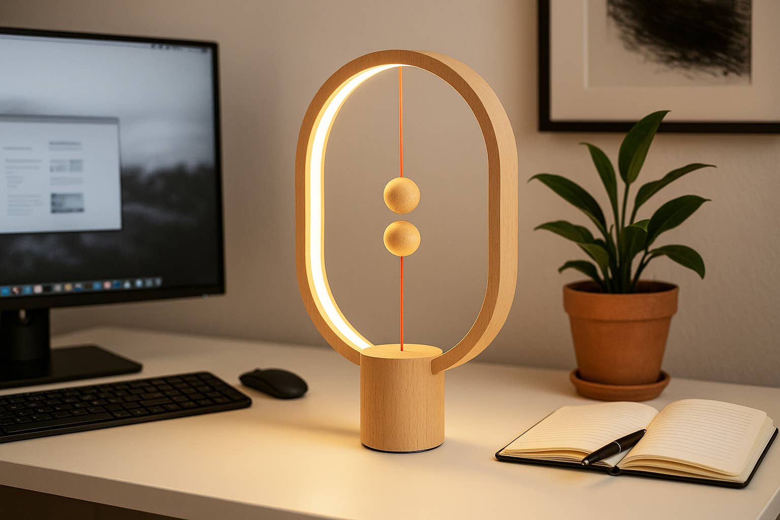 Allocacoc DesignNest - Wholesale Accent/Desk Lamp - Heng Balance Lamp Ellipse Mini USB-C; Portable; LIGHT WOOD 5