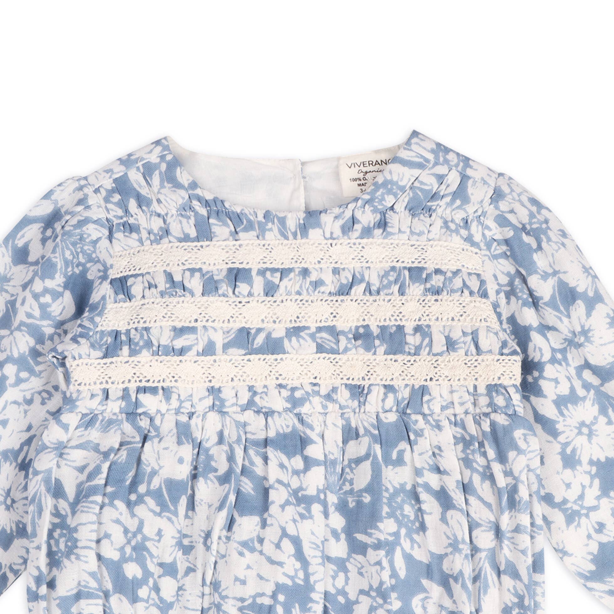 Blauwe bloemen Mykonos Baby Romper & Hoofdband Set (Biologisch Katoen) voor groothandel op Faire1