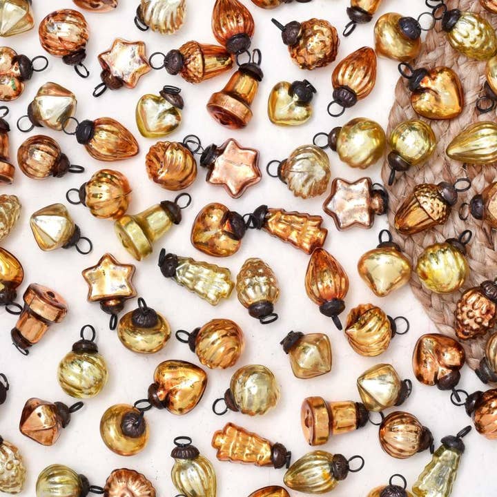 100 Pieces Glass Gold Amber Unique Ornaments for wholesale on Faire