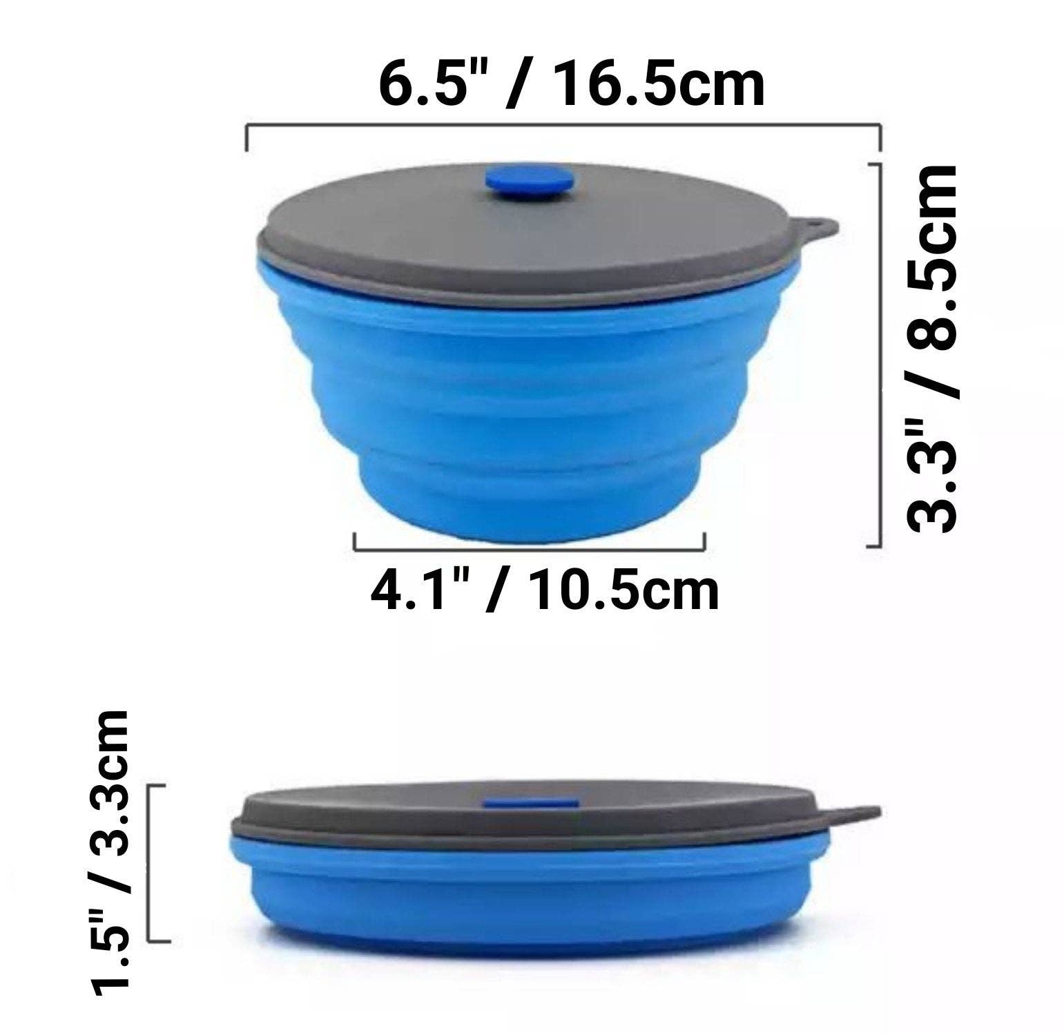 Mr. Peanut's – wholesale Bowl – Mr. Peanut's 30oz Collapsible Silicone Camping Bowl with Lid & Foldable Fork4