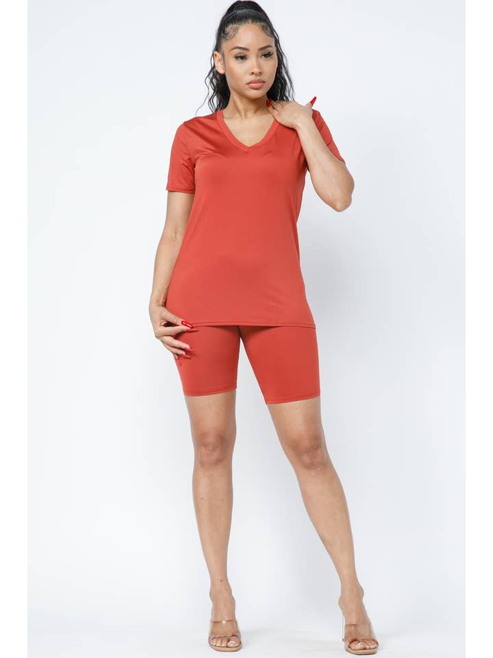 Boswell - Wholesale Lounge Set - Women's - Solid Top and Biker Shorts Set8