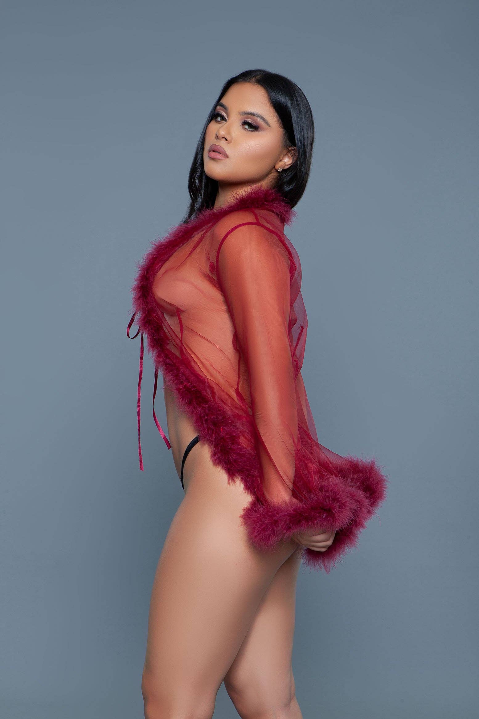 BeWicked - Vente Peignoir – femme - Peignoir court orné de fausse fourrure14