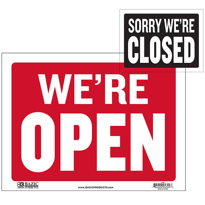 Luna Office Supply -  Everyday Essential - Wholesale Sign - Open Sign With Closed Sign on Back1