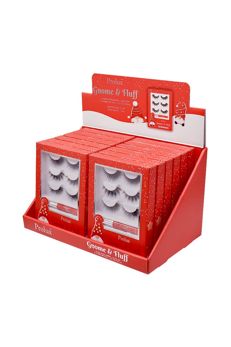 PINEAPPLE Beauty - Wholesale False/Fake Eyelashes - Prolux K-303 Gnome & Fluff 3 pairs Eyelashes + Glue Set - 122