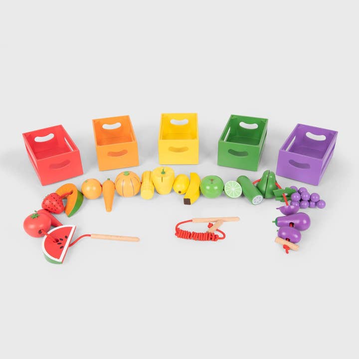 Commotion (Europe) BV - Wholesale Wood Toy - Kids - Wooden Sorting Fruit & Vegetable Crates - Pk28