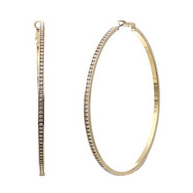 Hoop Earring Rhinestones - 3.15" for wholesale by Western Fashion