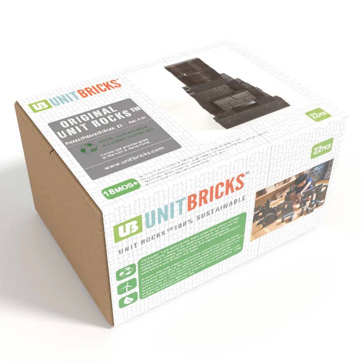 UNIT BRICKS 22 pcs Toddler Unit Rocks Wooden Building Set for wholesale by Unit Bricks