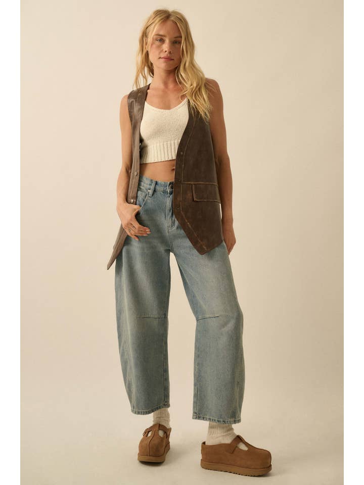 Promesa USA - Wholesale Outerwear Vest - Women's - Faux Leather Snap-Front Vest6