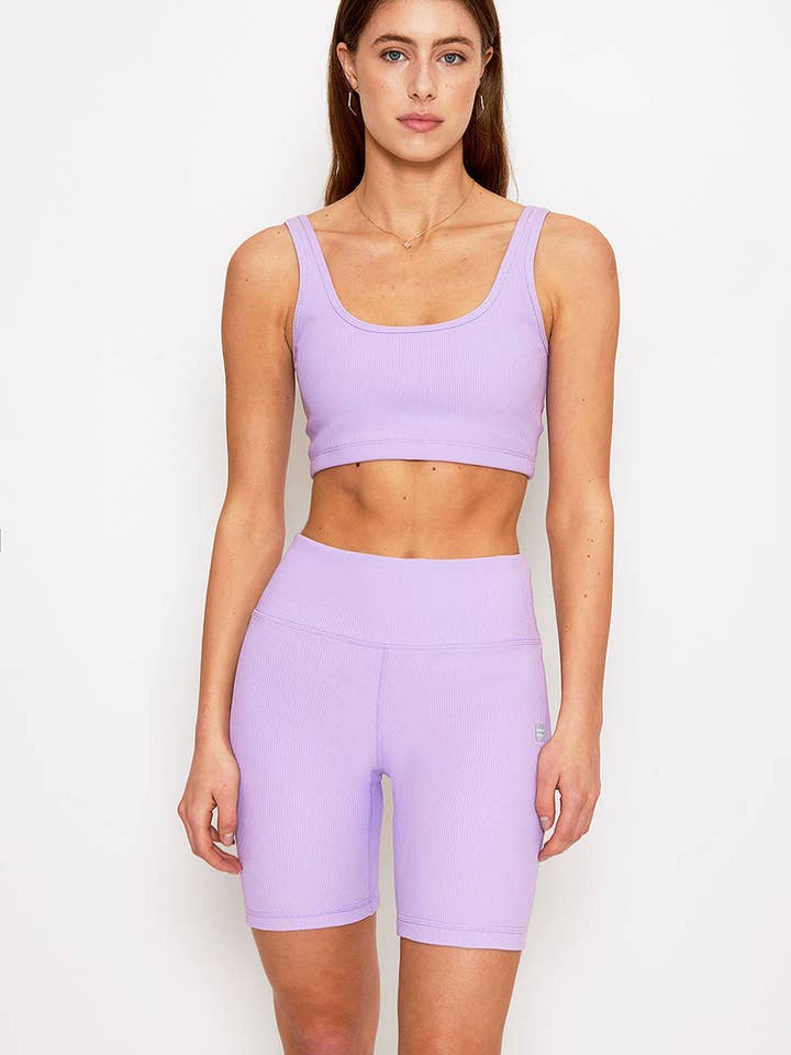 Scarlett ribbed sports bra Lilac for wholesale by Cream Yoga
