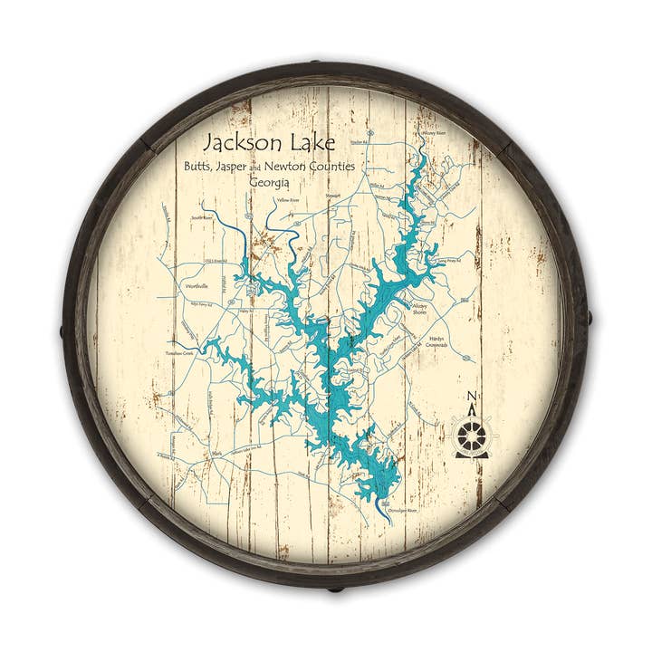 Old Wood Signs - Wholesale Sign - Jackson Lake, Georgia on a Barrel End