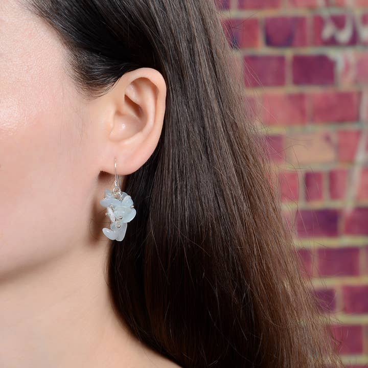 IST Jewelry – Engroshandel Hængeøreringe og creoløreringe – Aquamarine Cluster Øreringe1