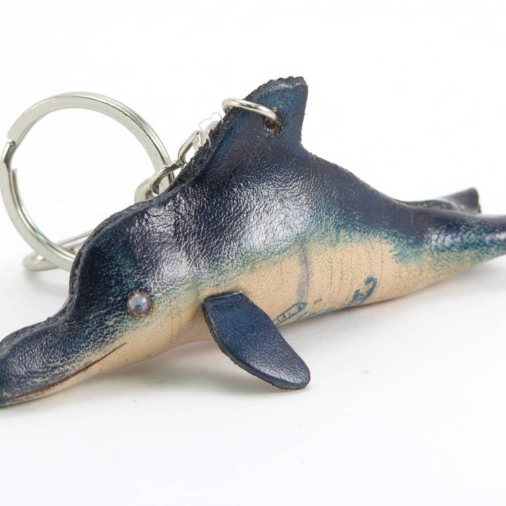 Handmade Leather Dolphin Key Chain for wholesale by Sunflower Handmade leather inc