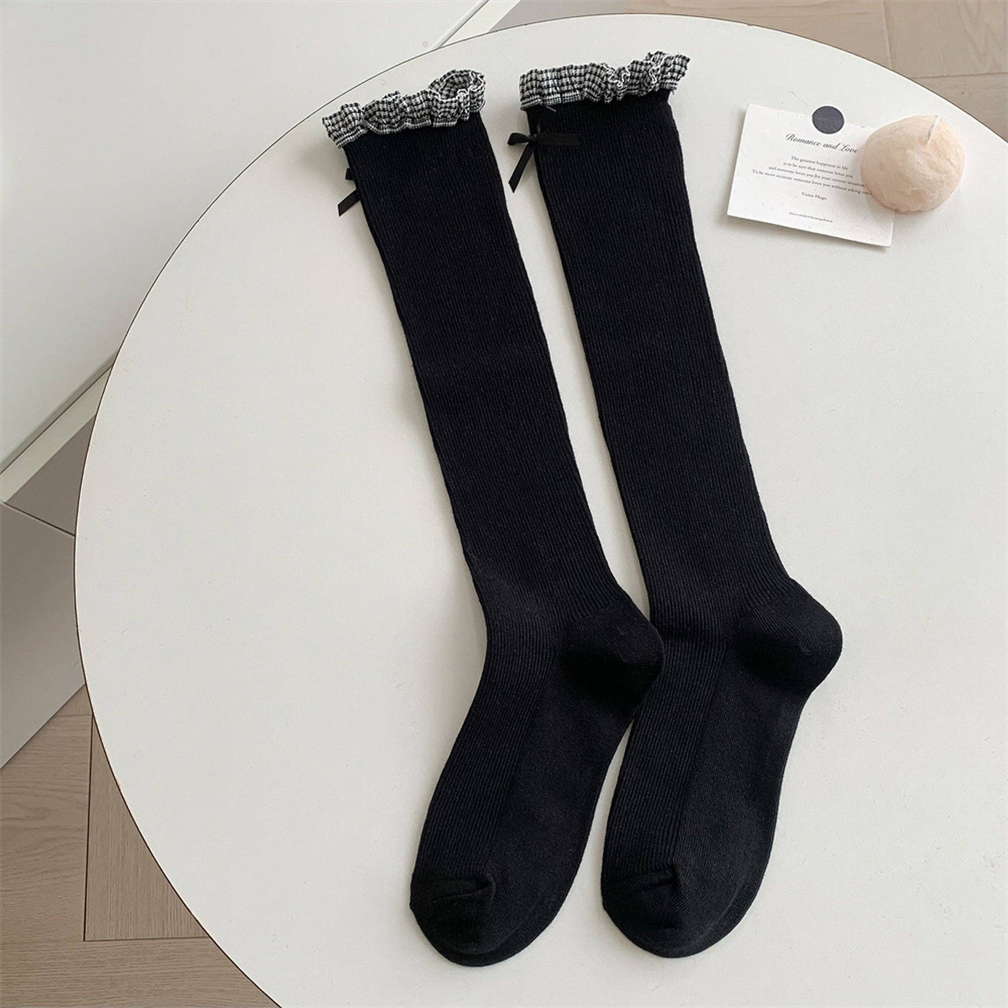 AK Brand - Wholesale Socks - Women's - 6pk Knee - High Socks with Bow and Patterned Cuff11