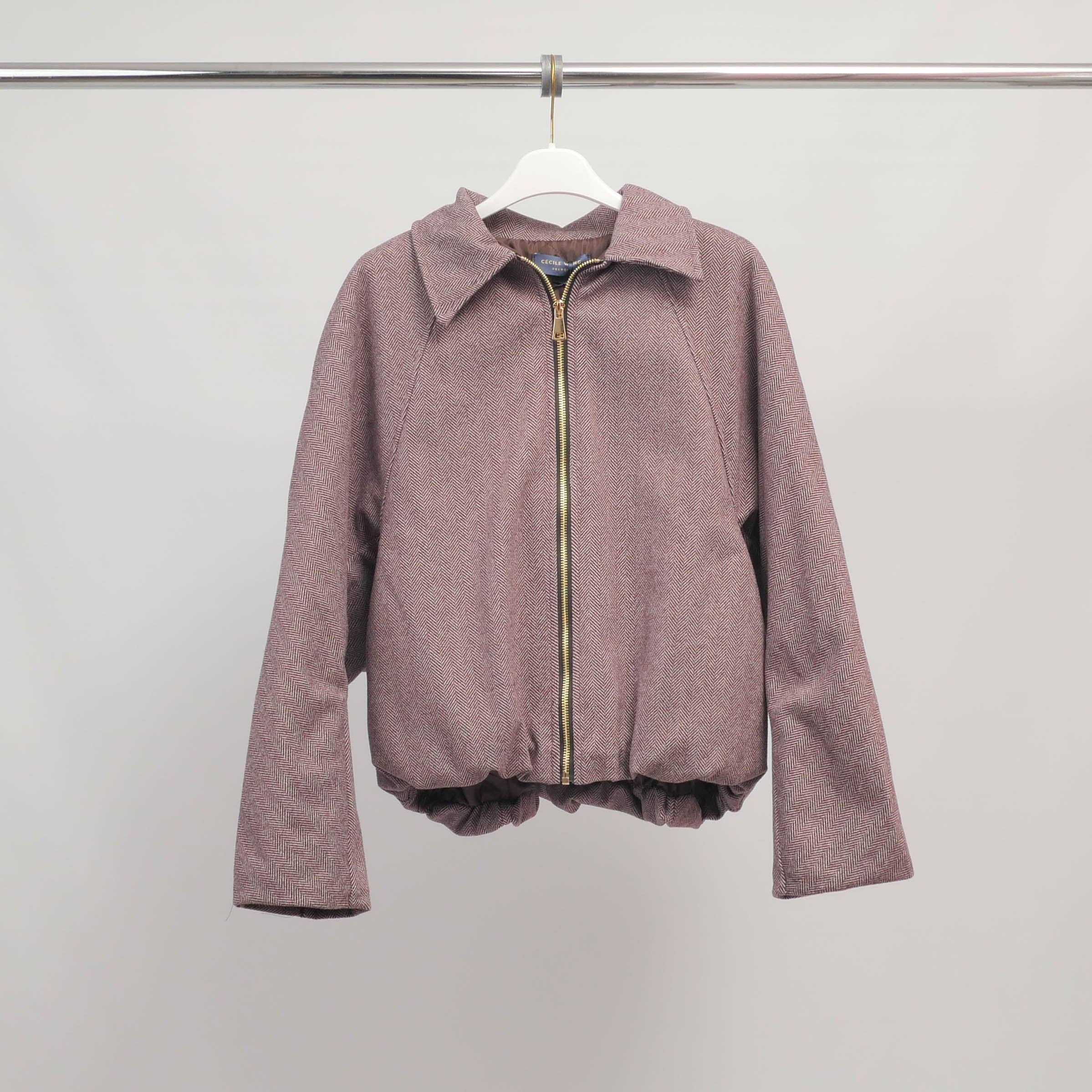 Cecile Wang - Wholesale Jacket - Women's - Zipped jacket in chevron fabric with elasticated hem – KD93511