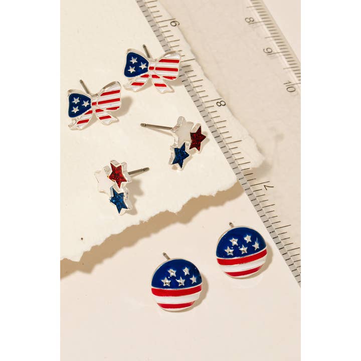 SV Assorted American Themed Stud Earrings Set for wholesale on Faire