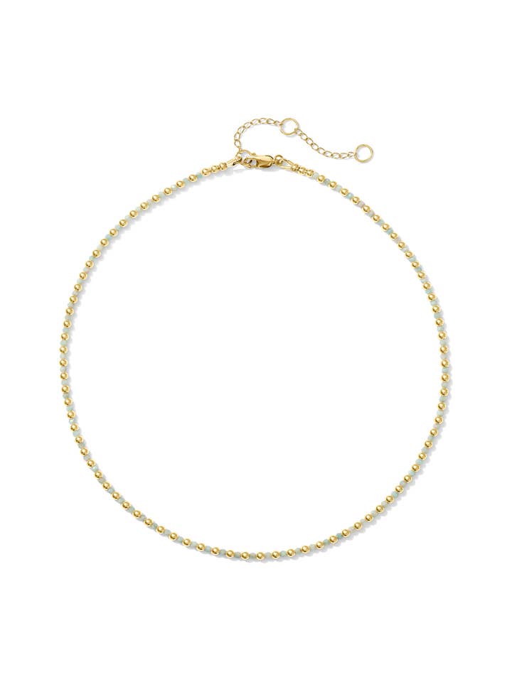 Colar Choker com Pedras Preciosas e Banho de Ouro Claire - Amazonite por atacado de Kaylie Dawn Jewelry