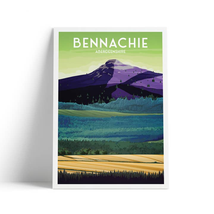 Bennachie Print - Aberdeenshire - Scotland Travel Poster for wholesale by Printagonist