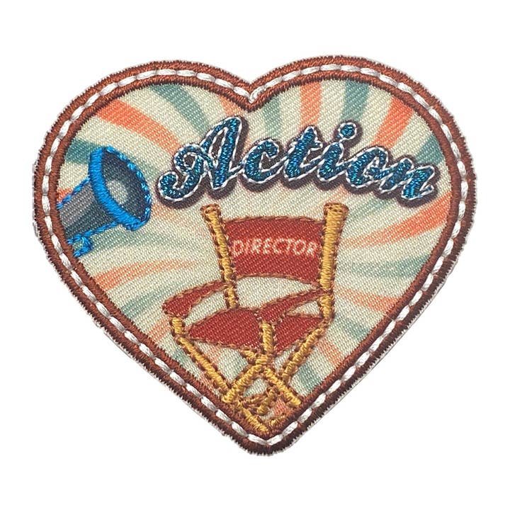 Wholesale Applique - Wholesale Patch - Action Director Chair, Heart-shaped, Retro Movies and Film, Embroidered, Iron on Patch