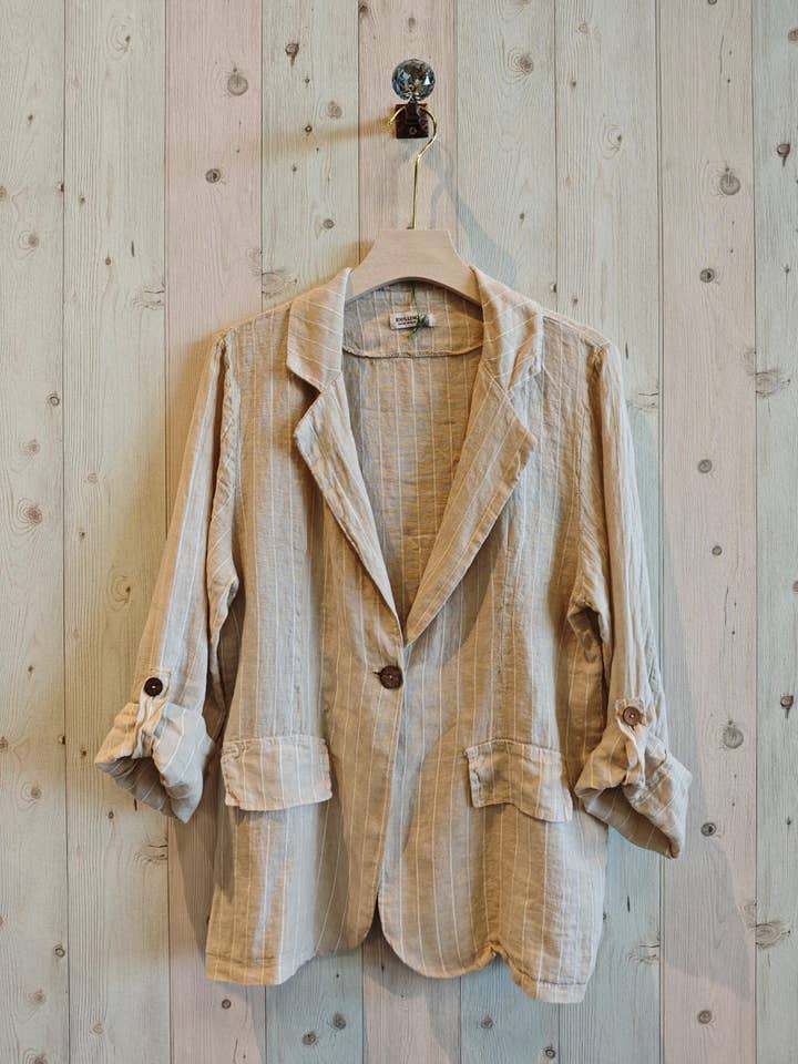 Linen & More - Wholesale Blazer - Women's - REF 3455 100% LINEN STRIPED BLAZER