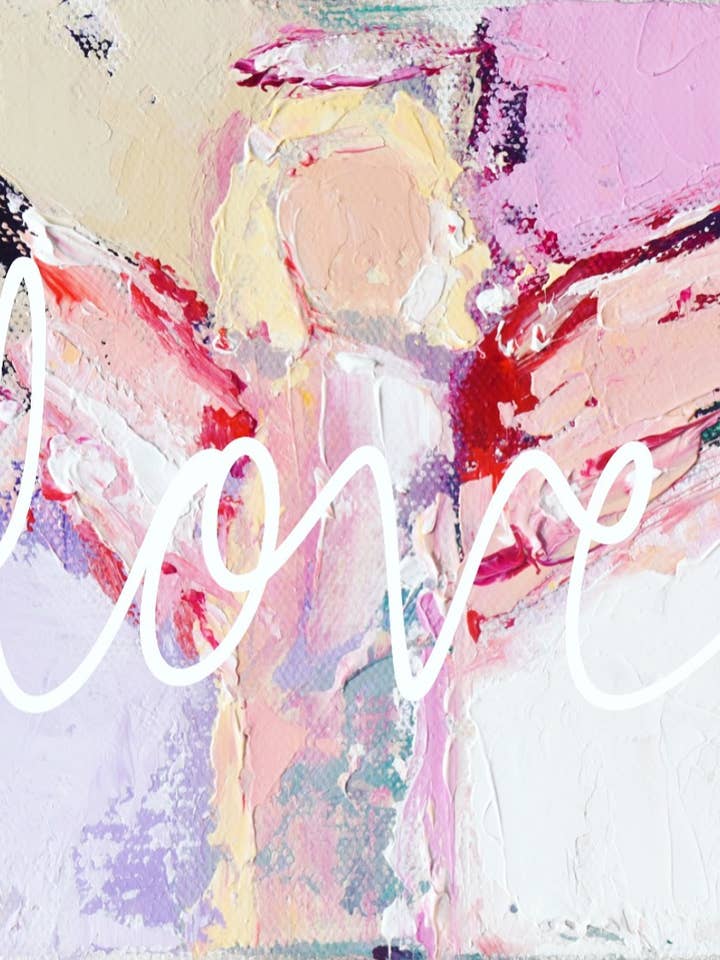 LOVE Affirmation Angel 4x4 Framed Print for wholesale by The Painted Katie