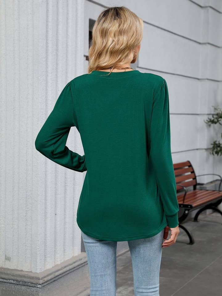 Lovesoft - Wholesale Tunic – Women’s - V-Neck Pleated Top – Soft Jersey Long Sleeve Tee10