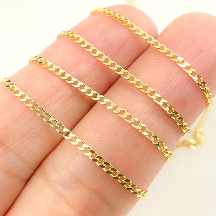 040GMBG2T2A8L001byFt. 14K Solid Yellow Gold Flat Curb Link Chain for wholesale by Tresor Jewelry Inc.