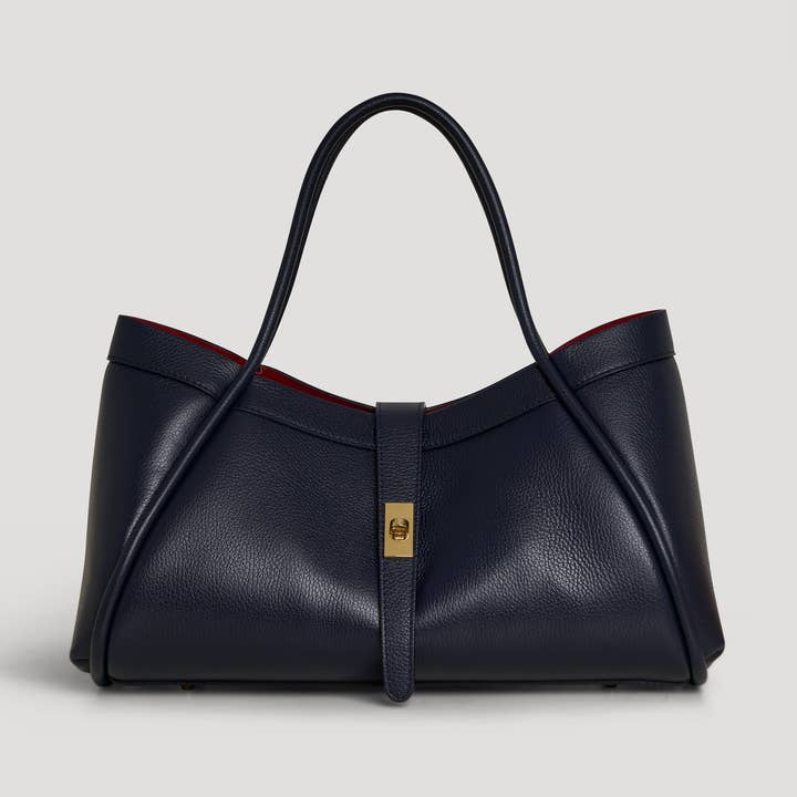 Voemièn – Mala com alça superior – Mulher por atacado – Bolsa Mayfair em Couro Togo Azul Marinho0