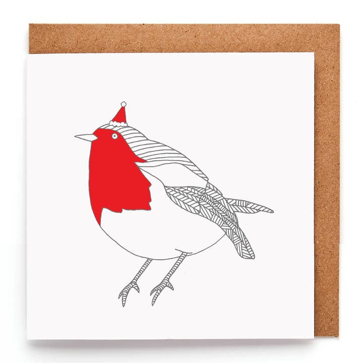Tarjeta de felicitación Robin in a Christmas Hat | Tarjeta de Navidad con pájaro para venta al por mayor de You've Got Pen On Your Face