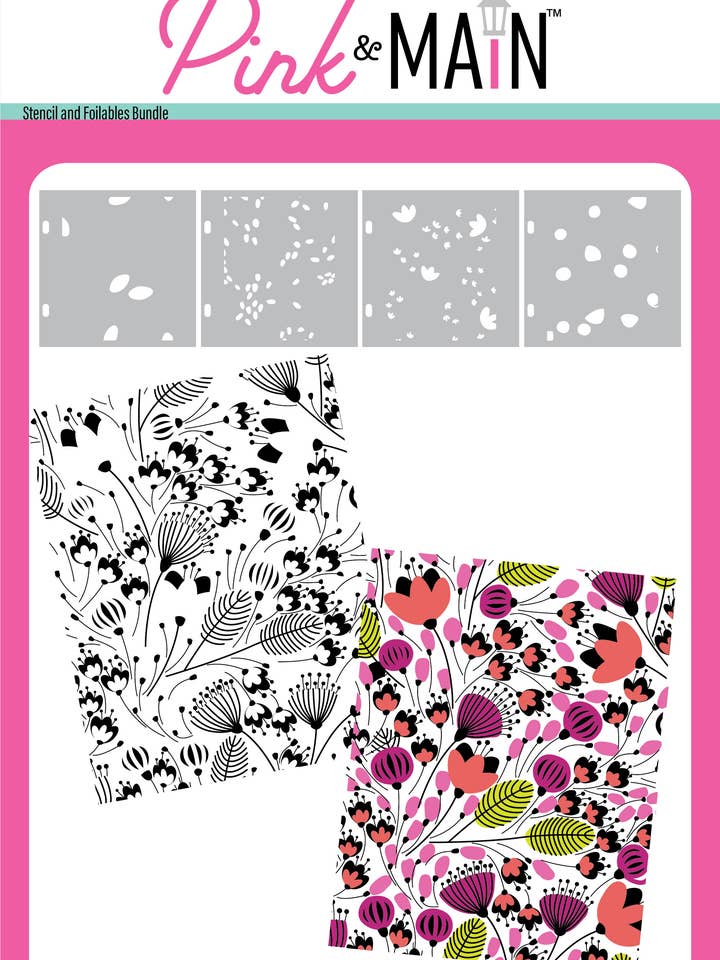 Flowers In The Breeze Stencil & Foilables® for wholesale by Pink and Main