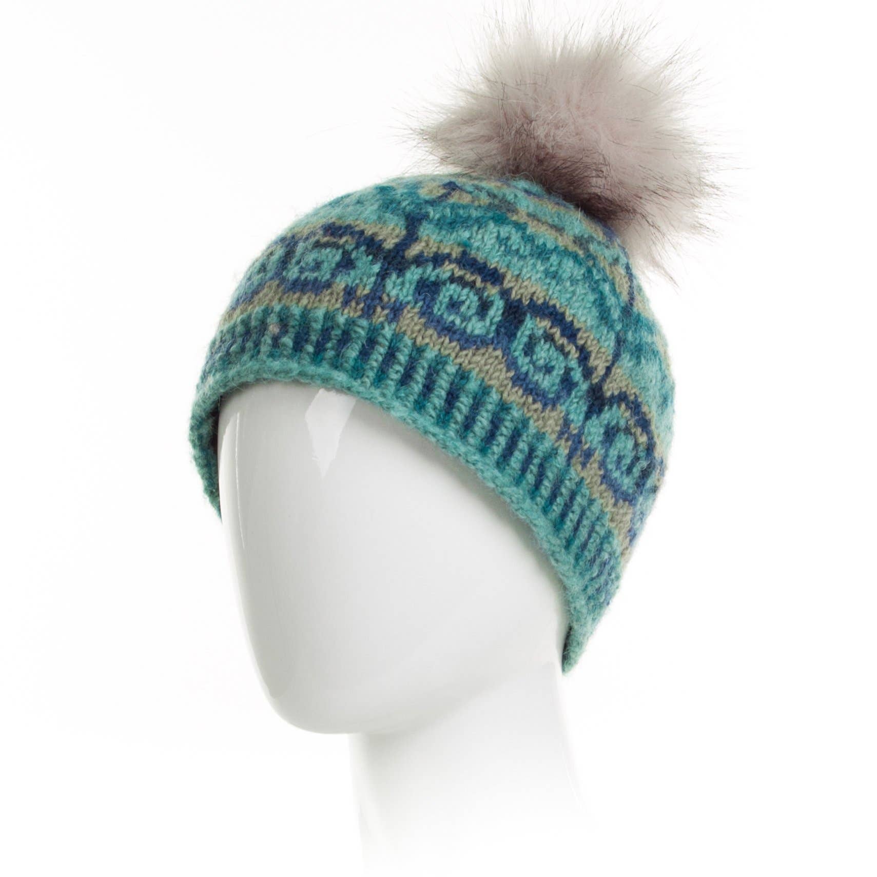 Lost Horizons Canada - Vente Bonnet – femme - Bonnet en laine Natalia avec pompon et tricot Fair Isle4