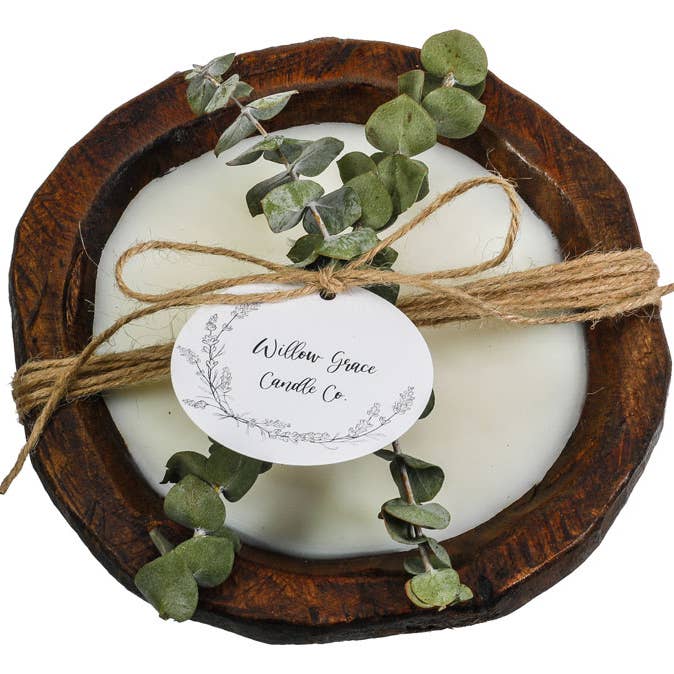 Mini Round Dough Candle for wholesale by Willow Grace Candle Co