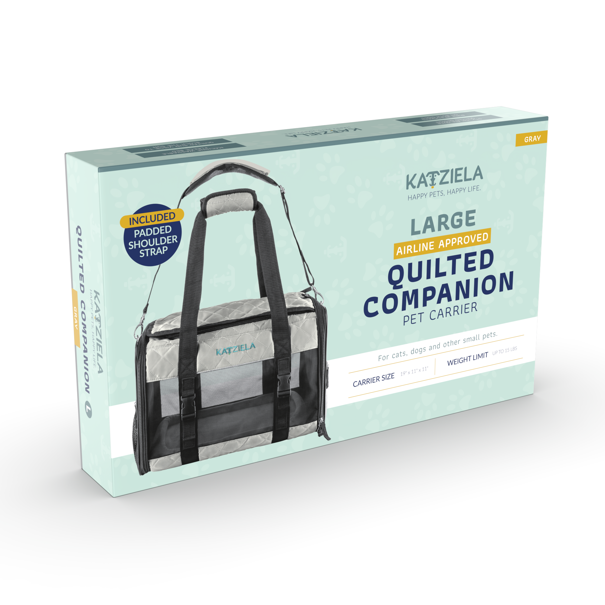 Katziela - Wholesale Pet Carrier - Cat/Dog - Airline Approved Quilited Companion Cat & Dog Carrier Gray1