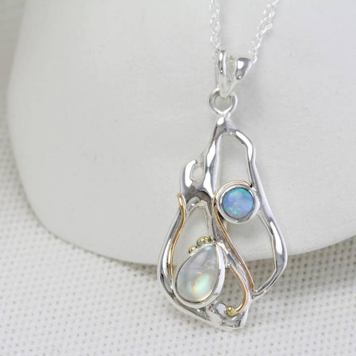 Banyan Jewellery - Wholesale Pendant/charm necklace - Handmade Sterling Silver Moonstone and Blue Opalite Pendant3