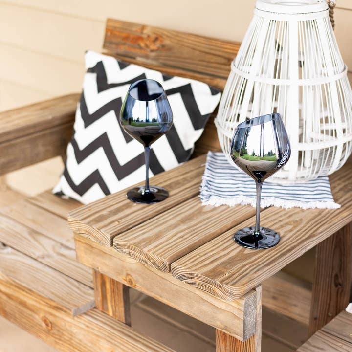 Jeanne Fitz - Wholesale Wine Glass - Blue Stemmed Slant Wine Glasses, set of 21