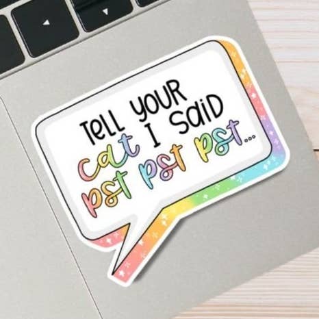 Tell Your Cat Sticker for wholesale by Curiously Cursive