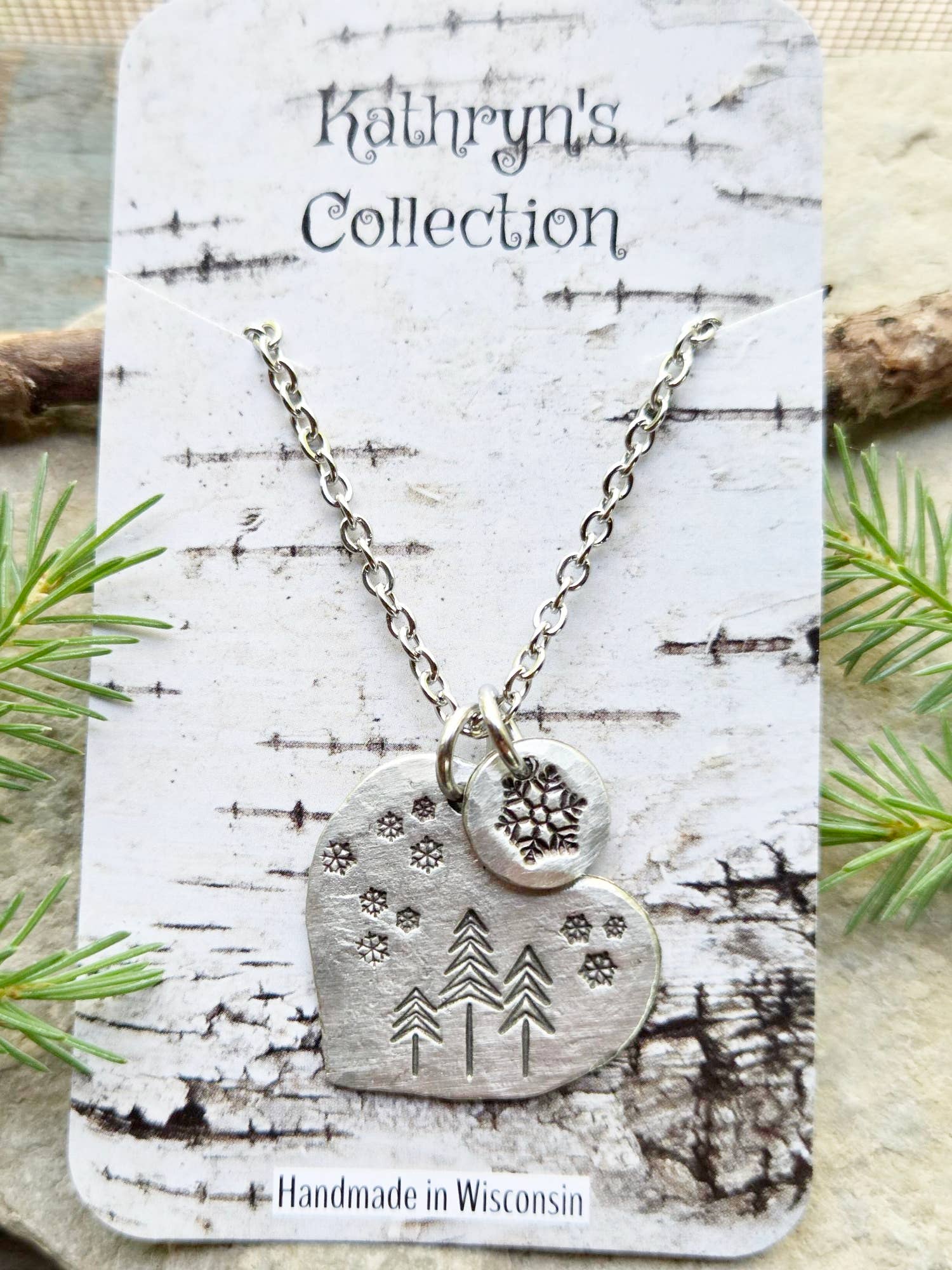 Kathryn's Collection - Wholesale Pendant/Charm Necklace - Winter Pine Tree Heart Necklace 2
