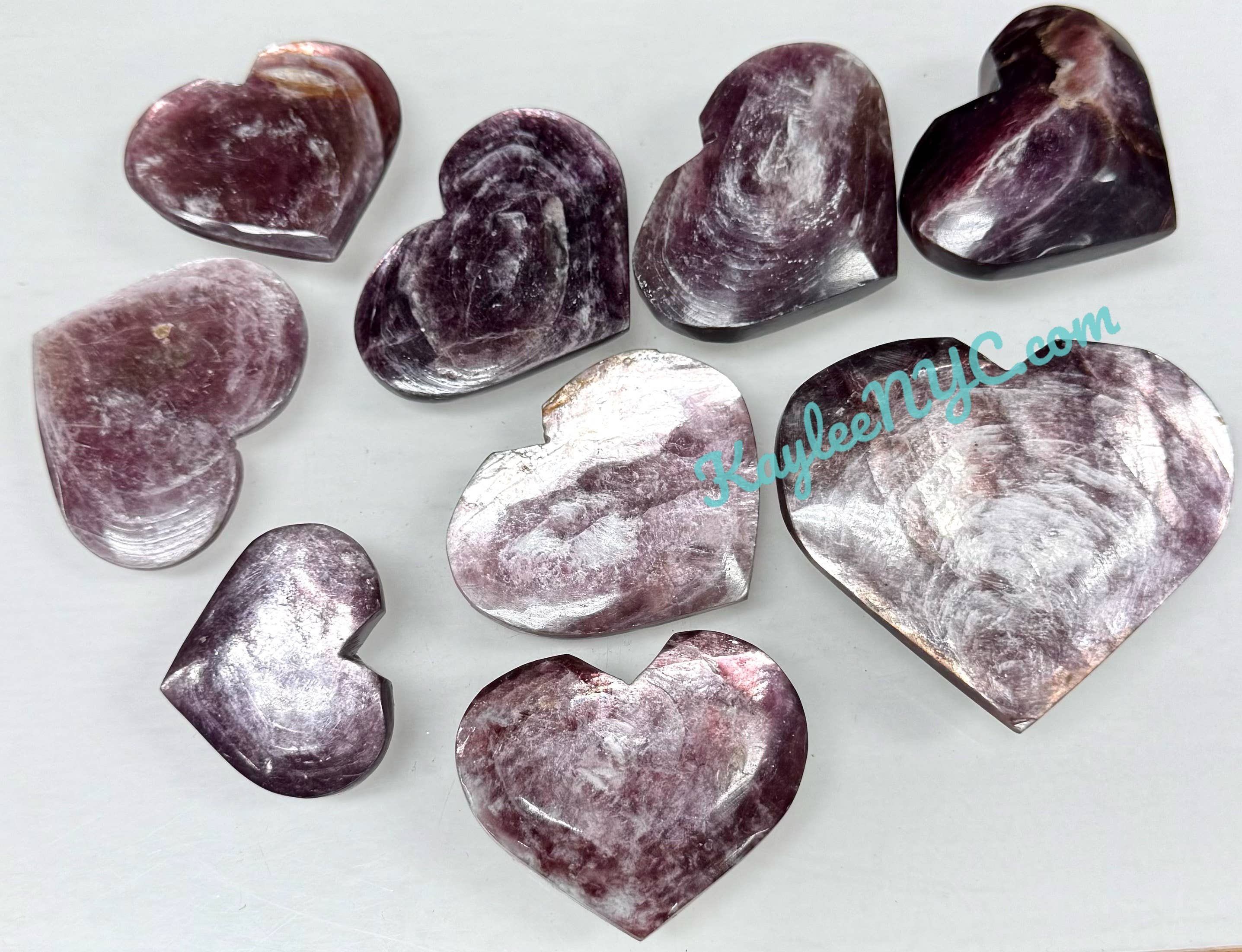 KayleeNYC - Wholesale Spiritual Stone/Crystal - 1 lb Natural Lepidolite Mica Heart Crystal Healing Energy2