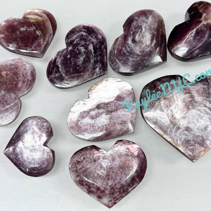 KayleeNYC - Wholesale Spiritual Stone/Crystal - 1 lb Natural Lepidolite Mica Heart Crystal Healing Energy2