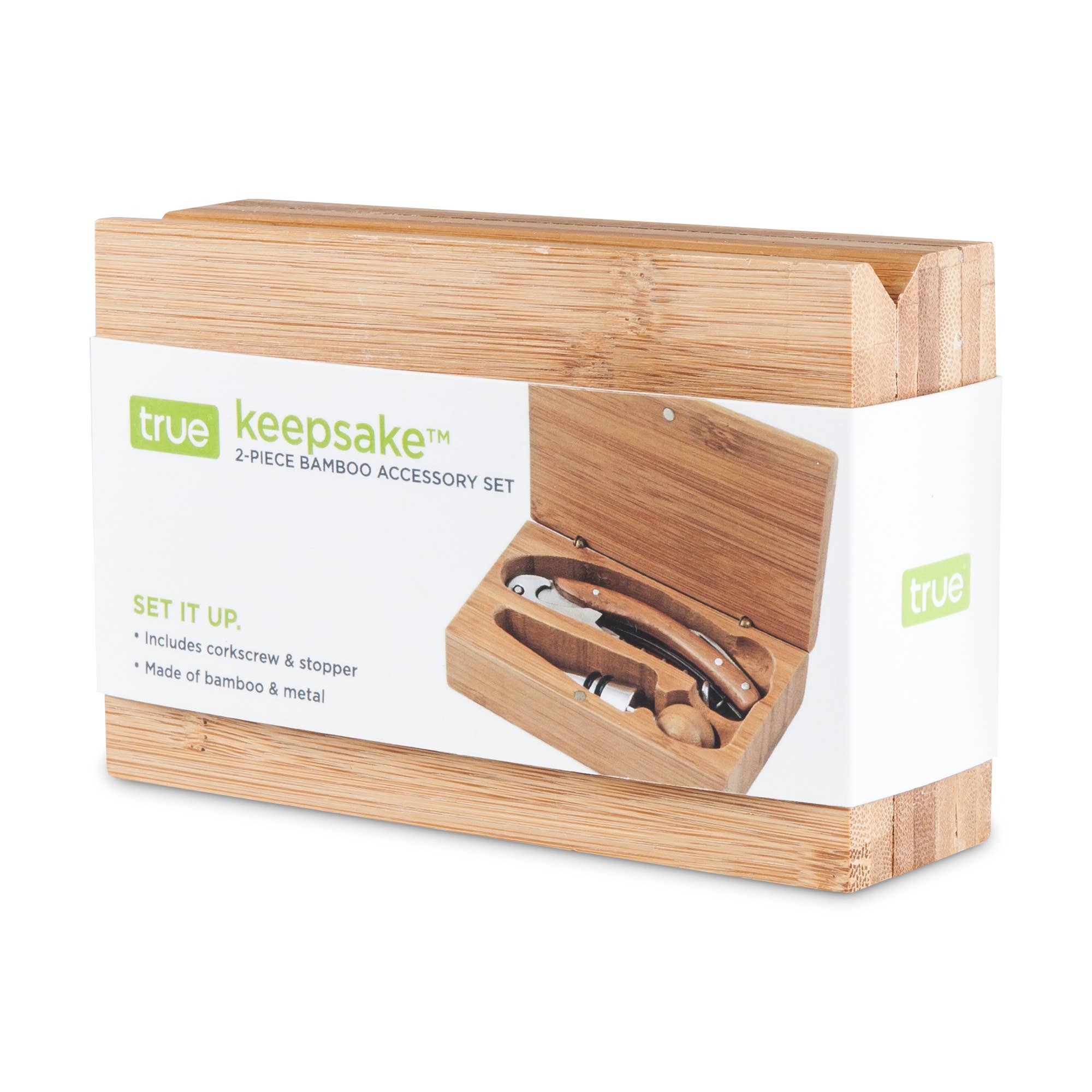 TRUE - Wholesale Wine Tool Set - Keepsake Bamboo Wine Accessory Set with Storage Box1