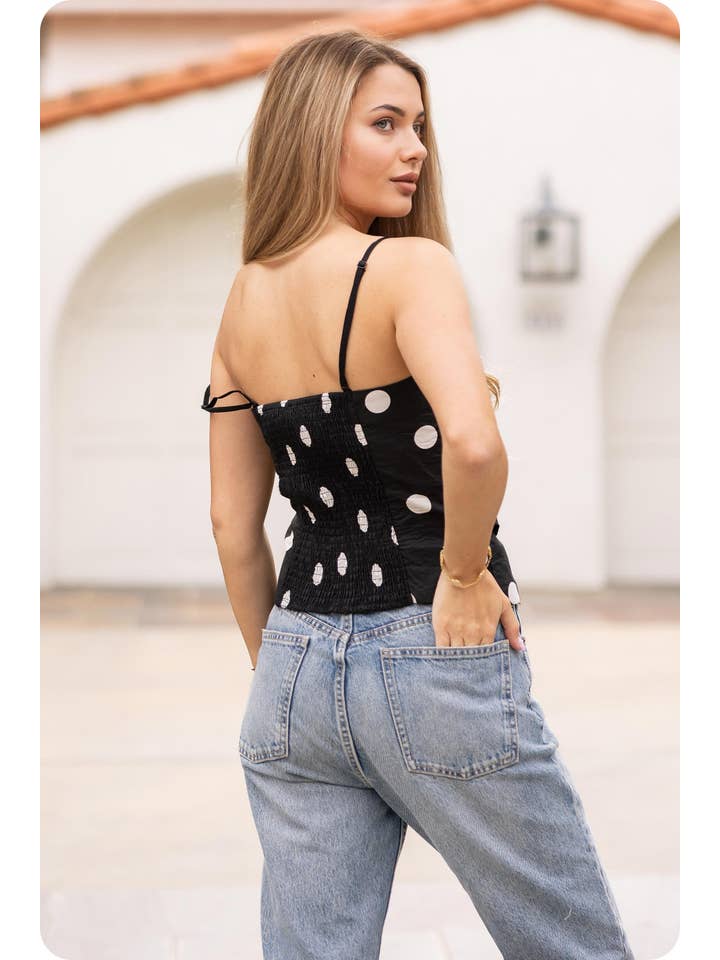 Strut & Bolt - Wholesale Blouse - Women's - Draped Pleat Detail Polka Corset Tube Top3