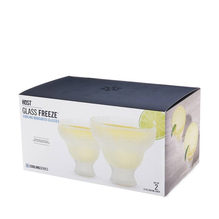HOST - Wholesale Cocktail/Liquor Glass - Glass FREEZE™ Cooling Margarita Glasses in Frost Set of 21