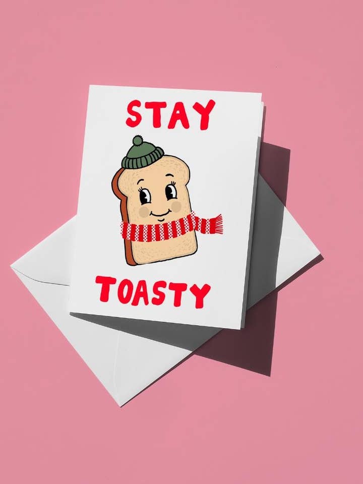 Rimani al Caldo Cartolina di Natale Invernale, formato A2, interno vuoto, cartoncino opaco premium, include busta, augurio stagionale festivo per la vendita all'ingrosso da parte di semiserious studio