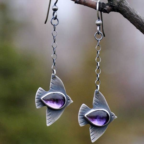 Tourtiwi - Wholesale Dangle Earrings - Simple Swallow Earrings Elegant Crystal Bird Earrings0