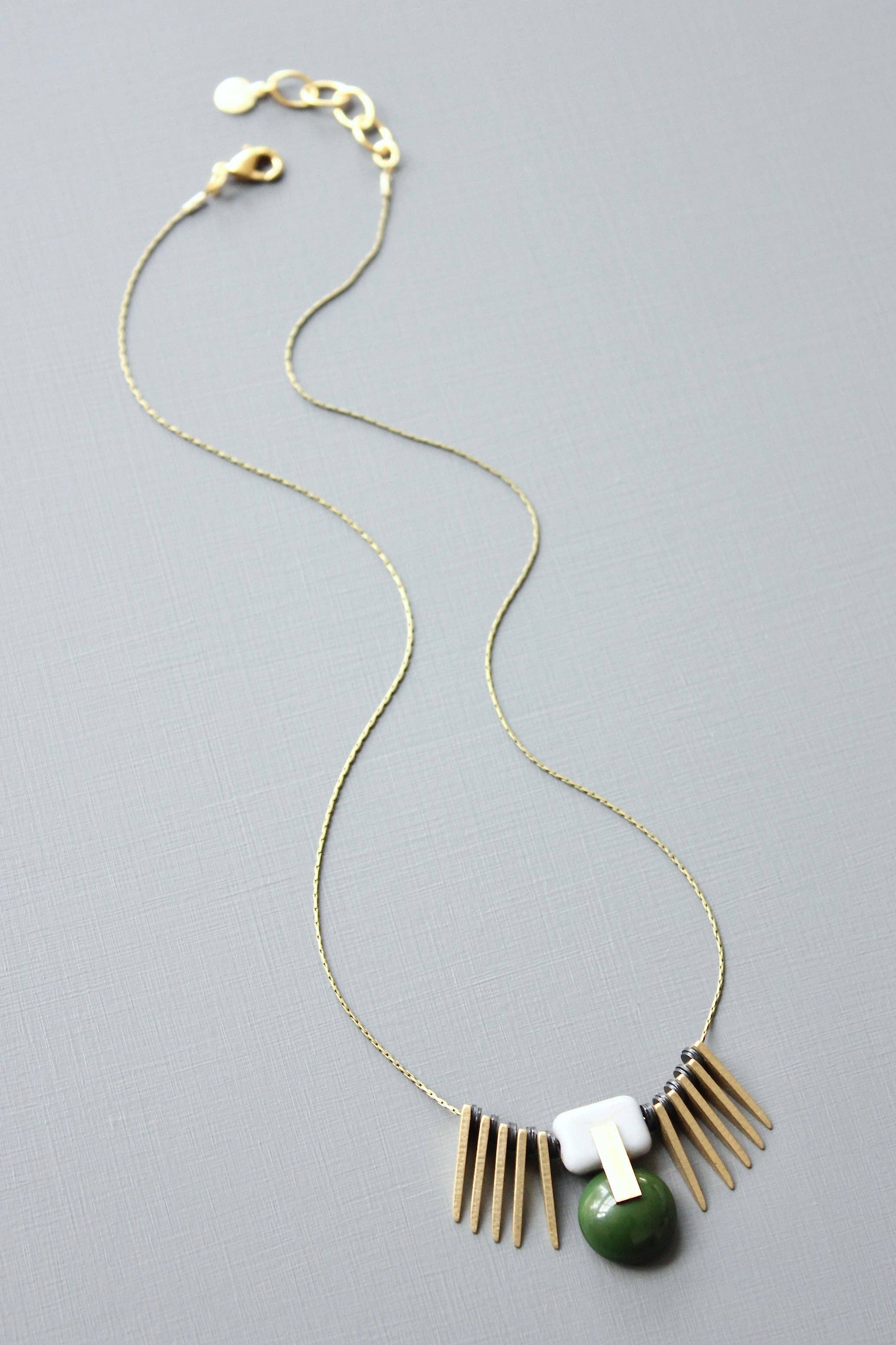 David Aubrey Jewelry - Vendita all'ingrosso Collana con ciondolo/pendaglio - LEX118 Collana pendente ArtDeco verde cacciatore3